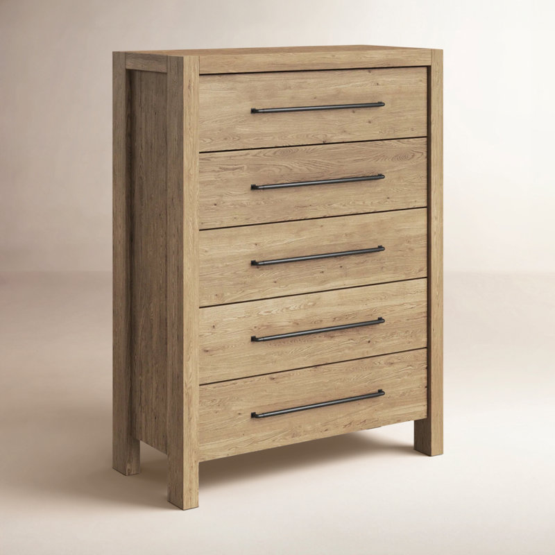 Commode 5 tiroirs Laroche, Chêne pâle