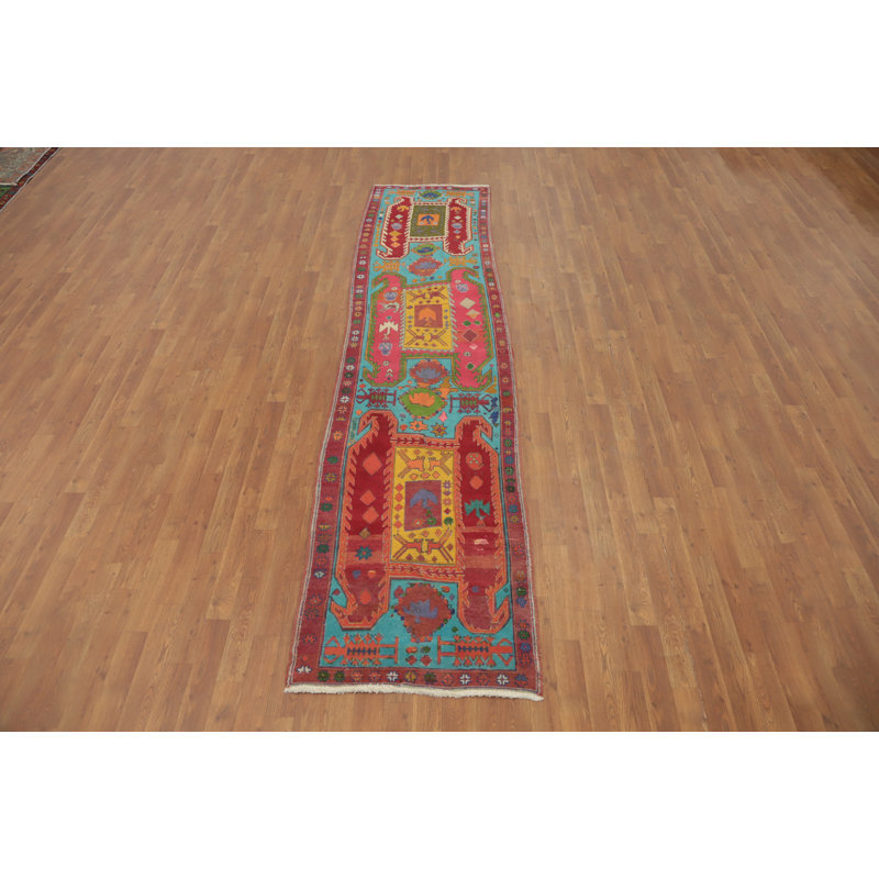 Tapis de couloir géométrique bleu 3x11
