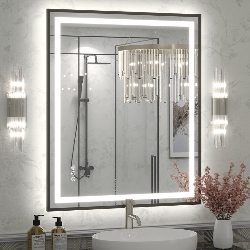 Miroir de salle de bain Molly Framelss, 36 po x 30 po, Noir