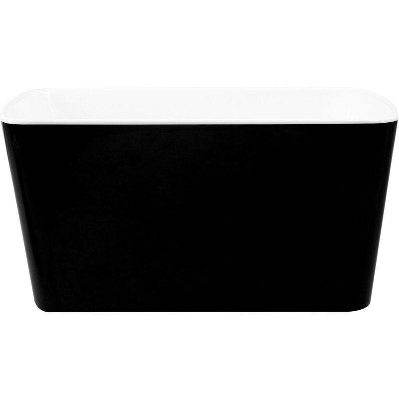 49'' Acrylic Freestanding Tub, Square Japanese Soaking Bath With Drain, Glossy Black Surface Bathtub, Tub Overflow, Finish