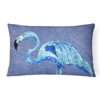 Coussin intérieur/extérieur bleu rectangulaire flamant rose