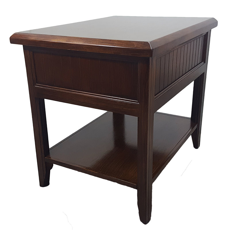 Table de bout en bois massif avec rangement Markleeville, Doré européen