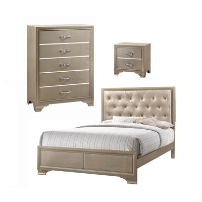 Ensemble de chambre à coucher avec commode 3 pièces Maryela