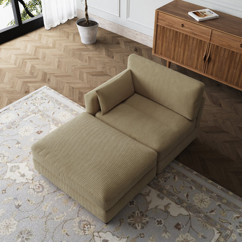 Upholstered Chaise Lounge, Left Hand Facing, Camel
