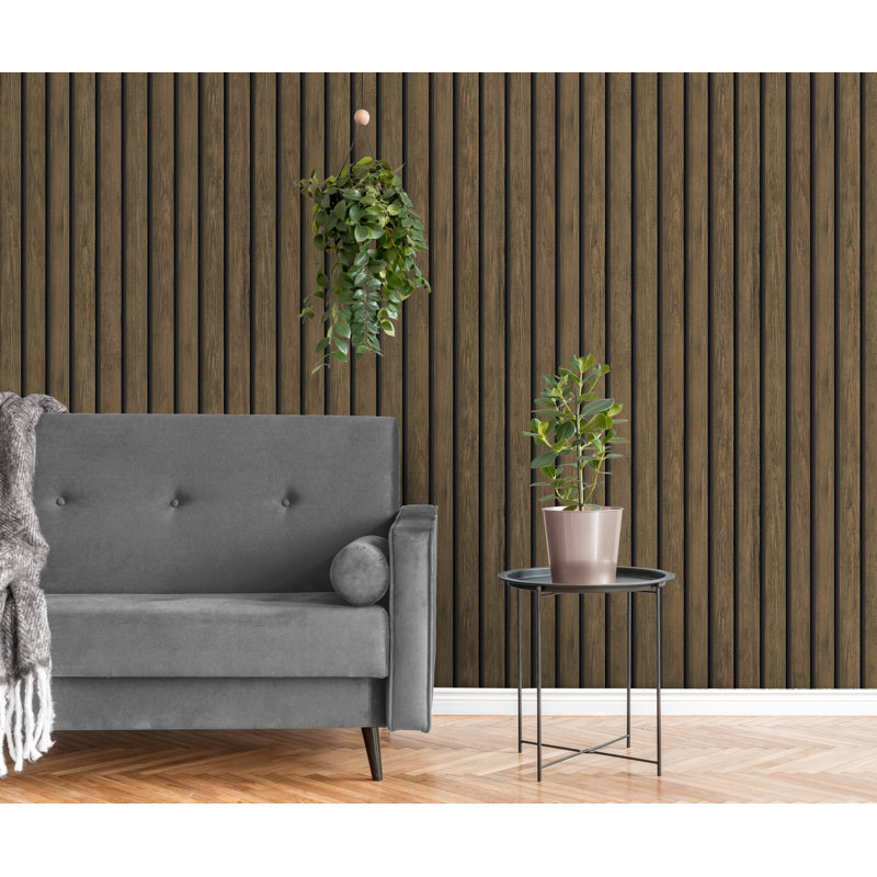 Rouleau de papier peint L 33 pi x l 20,8 po Mikalla, Chêne foncé