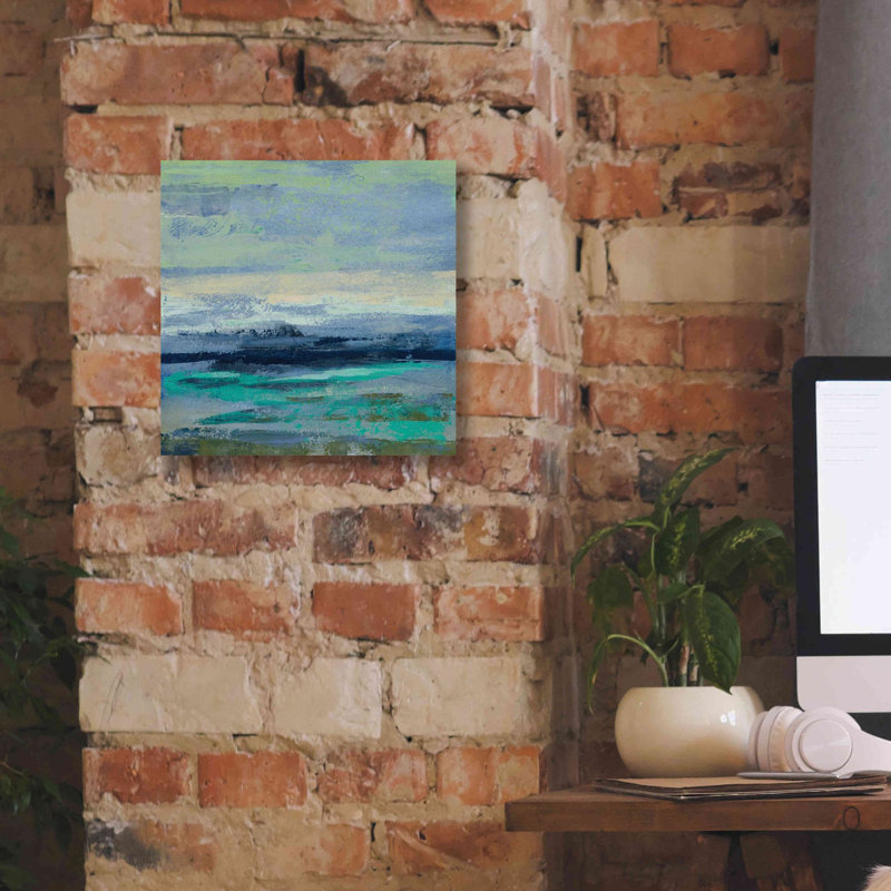 «Teal Wave II» par Silvia Vassileva, art mural sur toile, H 12 po x l 12 po x P 0,75 po
