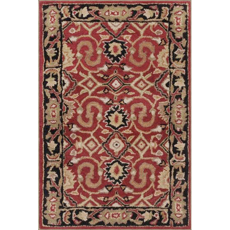 Tapis tissé à motif géométrique à motif géométrique bleu et rouge lavable à la machine