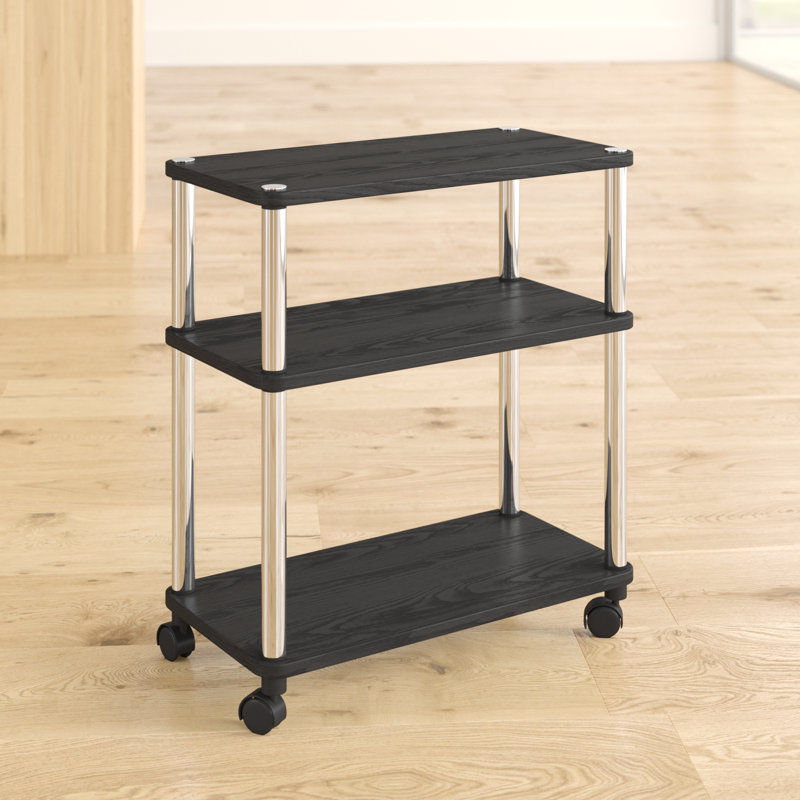 Edwin Utility Cart with Stainless Steel Poles, Black