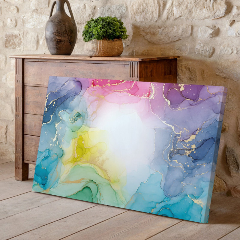 Toile d'une composition abstraite de rêve avec un dégradé doux de couleurs d'art pastel, y compris des roses, des bleus, des verts et des toiles