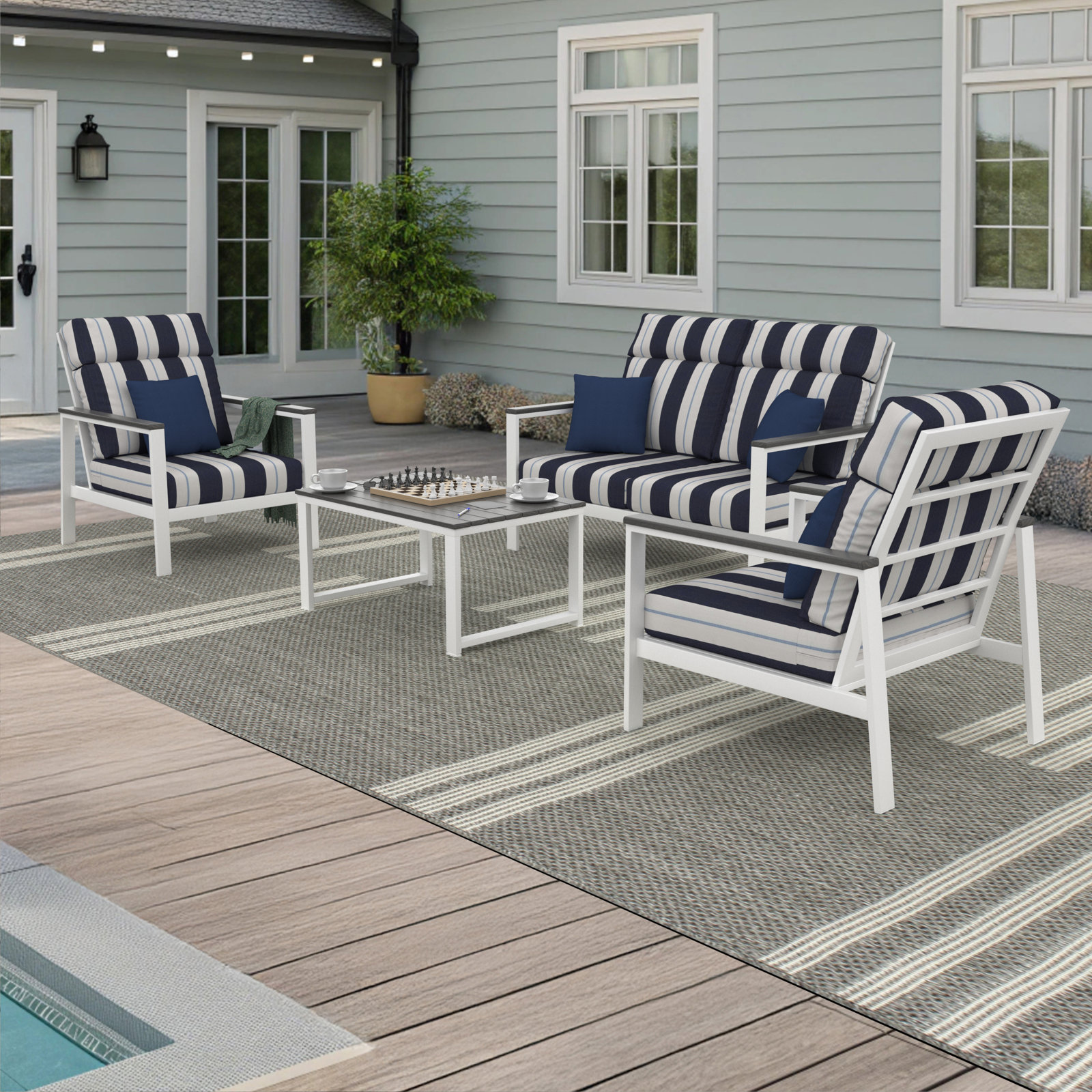 Townsend 4-Person Sunbrella® Patio Seating Group, Rrelate Harbor, Gray