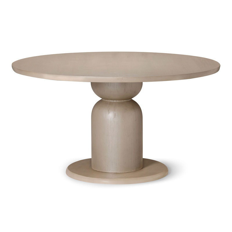 Maven Lane Mila Contemporary Round Wooden Dining Table in Refined Natural Finish, White