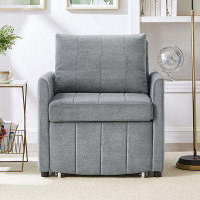 Jad Convertible Chenille Sleeper Sofa with Adjustable Backrest & Storage