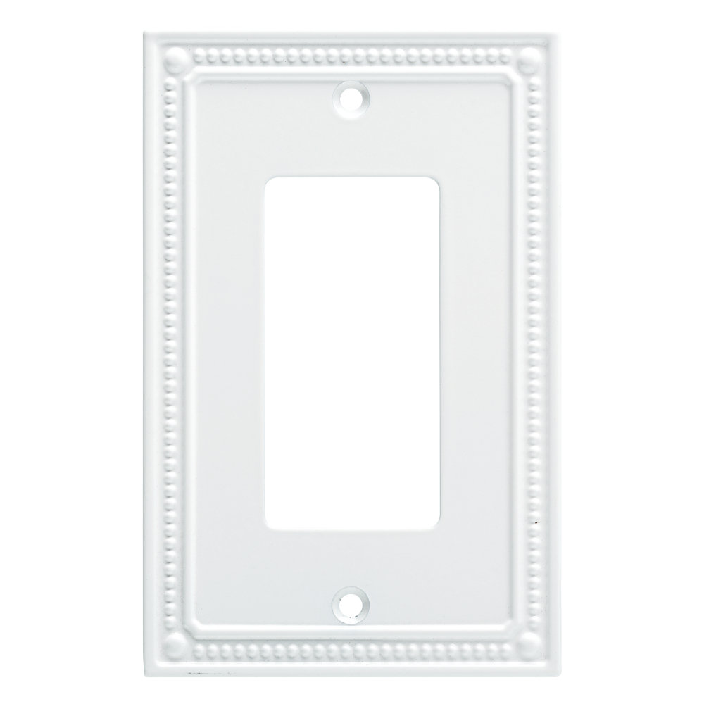 Classic Beaded 1-Gang Rocker Wall Plate Franklin Brass Finish: Pure White