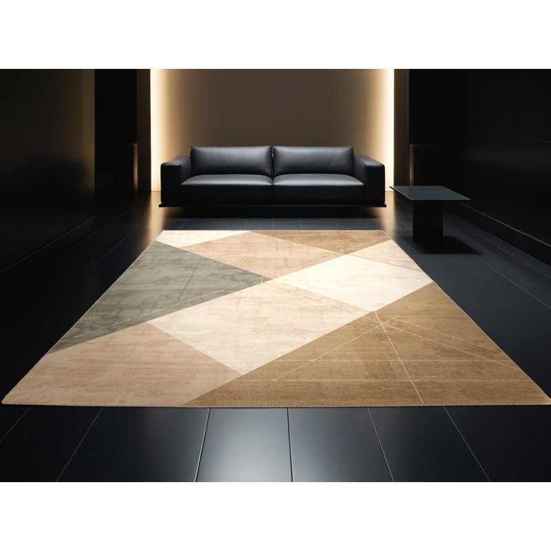 Tapis beige texturé BCBG lavable à la machine à motifs et textures - reliure beige, 3 X 5