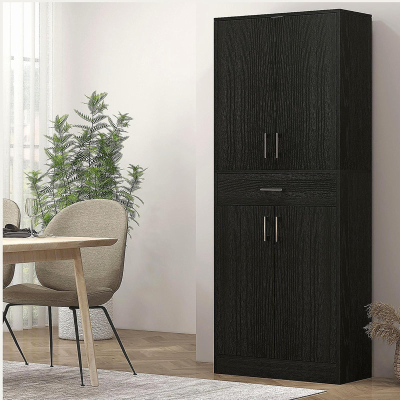 Armoire de cuisine avec tiroir et tablette réglable, armoire de rangement autoportante avec 2 armoires à double porte