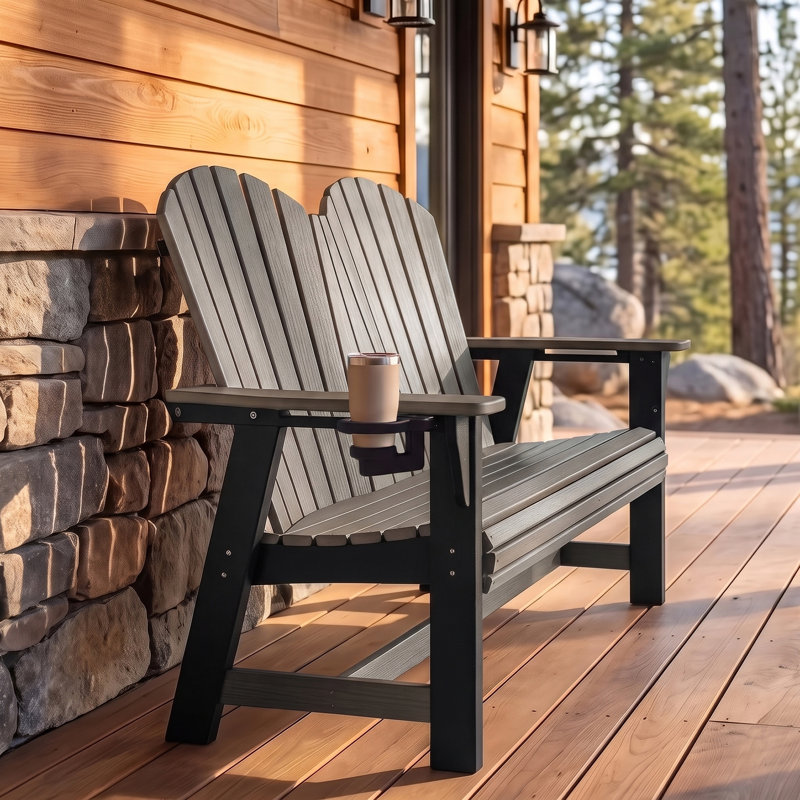 Banc Adirondack de 52 po, blanc, Gray/White