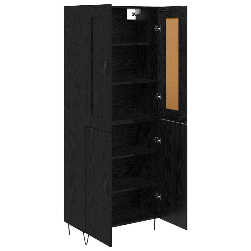  Highboard Black Oak 69.5 X 34 X 180 Cm Engineered Wood, Black Oak