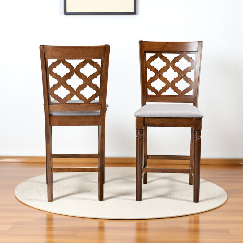 Solid Wood Counter Stool, Walnut Brown