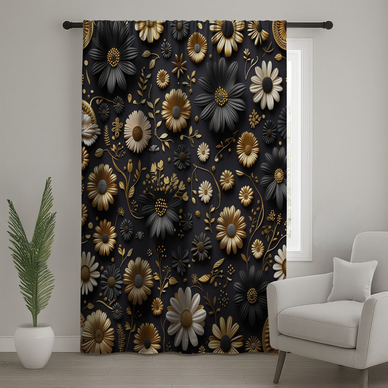 Rideaux floraux, voilages et voilages à motif floral - 1 panneau, 50 po x 92 po - 1 panneau, Transparent