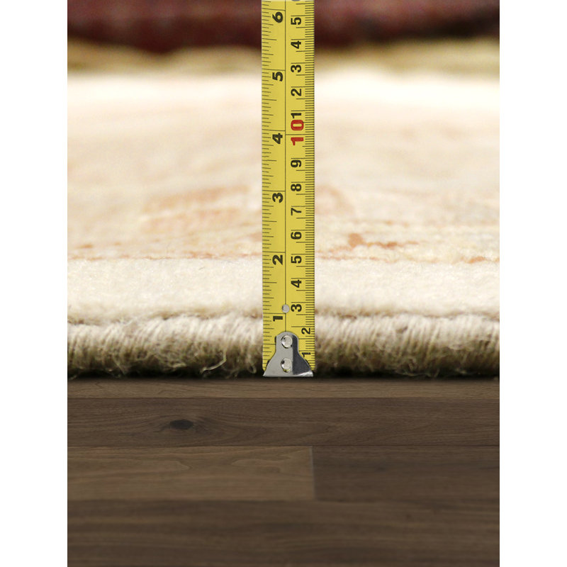 Hand Knotted Wool Oriental Area Rug in Ivory / Ivory