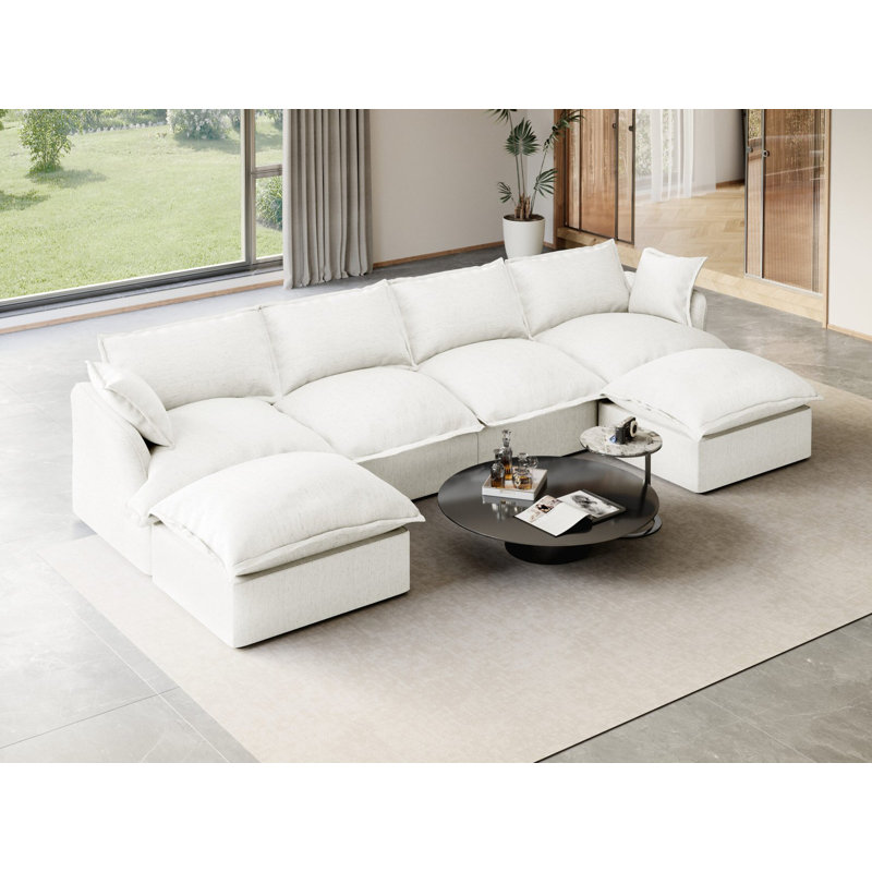 Modular Sectional Couch Down Filled Sofa, Comfty Convertible Deep Seat Cloud Couch For Living Room, Detachable Washable Couches Cushion Covers