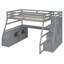 Lit mezzanine double avec 7 tiroirs, 2 tablettes et bureau-506255382