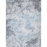 Rectangle Sky Hand Loomed Wool/Silk Area Rug in Gray/Blue