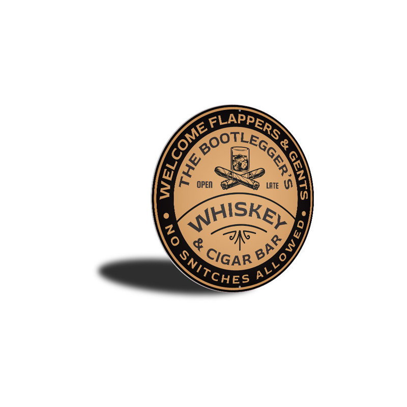 Enseigne whisky et cigare, H 12 po x l 12 po x P 0,04 po