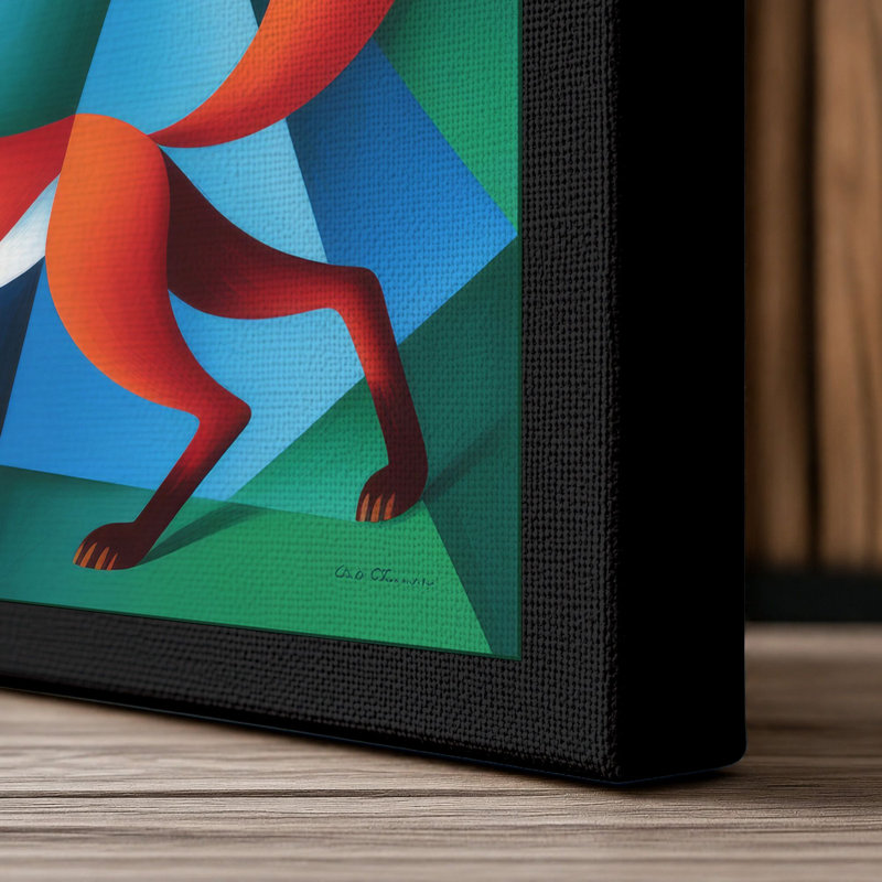 Interlocking Horses Geometric - Wrapped Canvas, 24x16 - 61.0 x 40.6 cm, Black Border