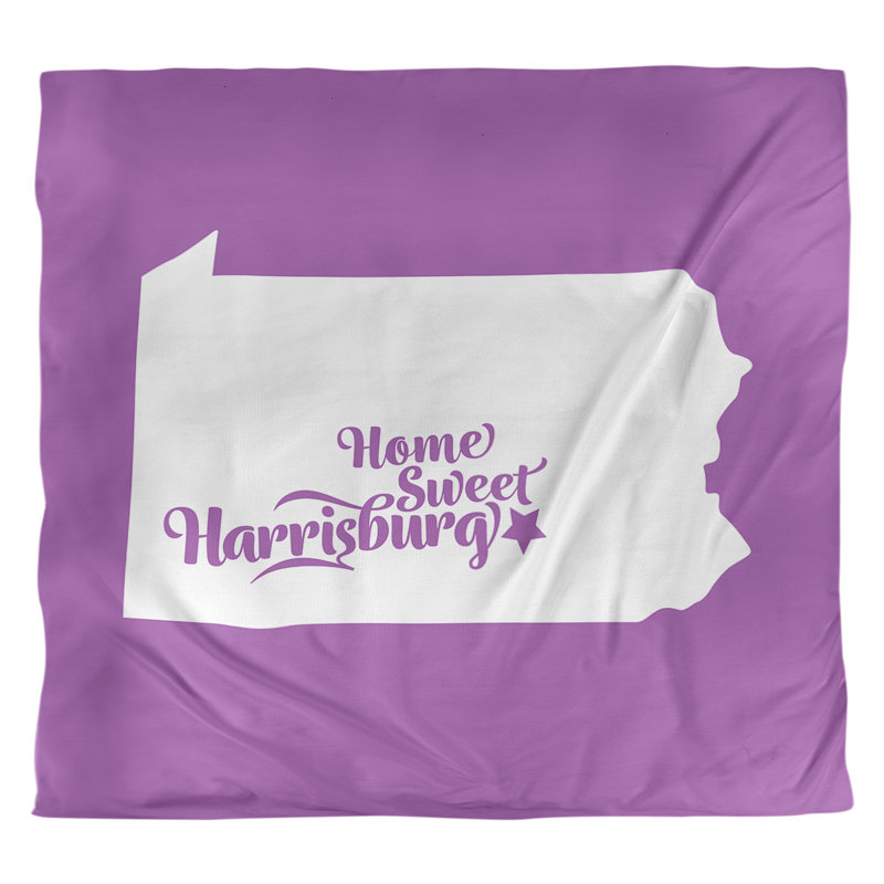 Housse de couette réversible simple Harrisburg Pennsylvania, Housse de couette pour très grand lit, Violet, Polyester brossé