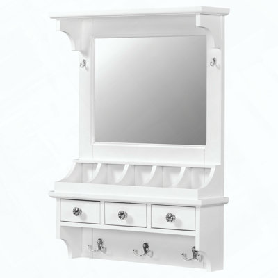 Meuble-lavabo flottant avec grand miroir, tiroirs, poches et crochets