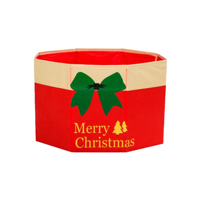 Christmas Tree Base Foot Covers Christmas Tree Ornaments Tree Skirt Snowflakes Decorative Storage Box With Bow Red Christmas Tree Collar