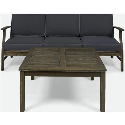 Ensemble de canapé 3 places et table Perla, gris foncé