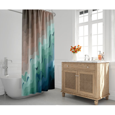 Chacha Waves Mid-Century Shower Curtain