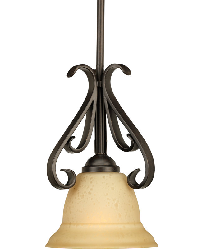 Torino Forged Bronze Mini Pendant with Bell-Shaped Glass