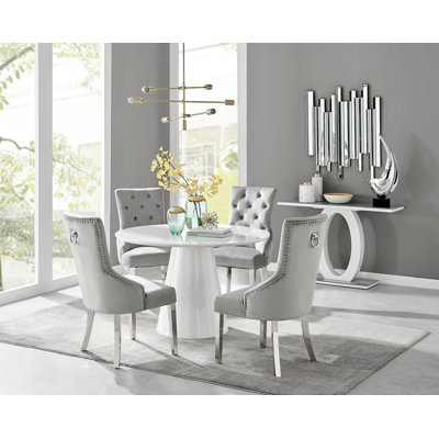 Ensemble de table de salle à manger Edward avec 4 chaises rembourrées de luxe Edward
