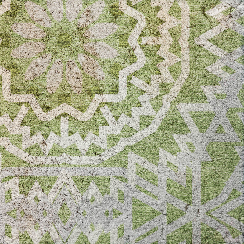 Tapis à poils longs lavable à la machine de qualité supérieure ADS619, Green, 8' x 10'