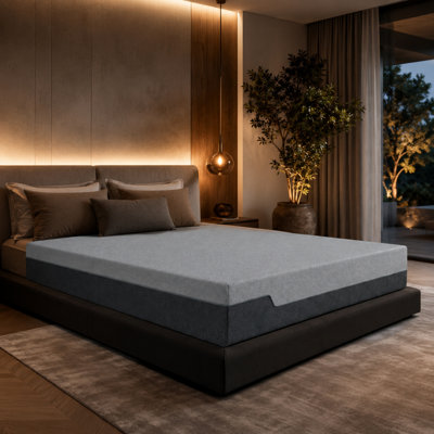 Matelas en mousse viscoélastique rafraîchissante Mastandrea de 12 pouces avec infusion de gel de cuivre graphène, mousse de soulagement de la pression AeroFusion, housse en diamant noir respirant et conception de lit dans une boîte