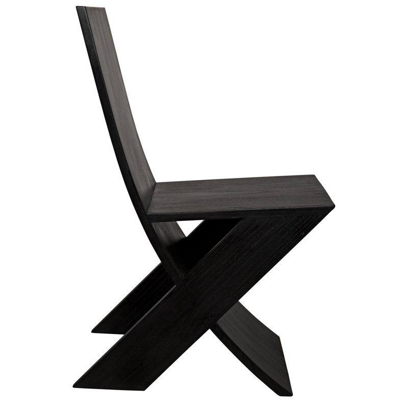 Tech Solid Wood Dining Chair, Charcoal Black