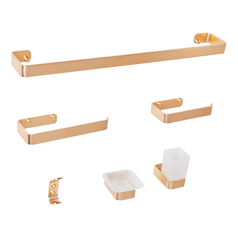 6-Piece Bathroom Hardware Set ZORRITOS with Towel Bars and Hooks Metal, Gold