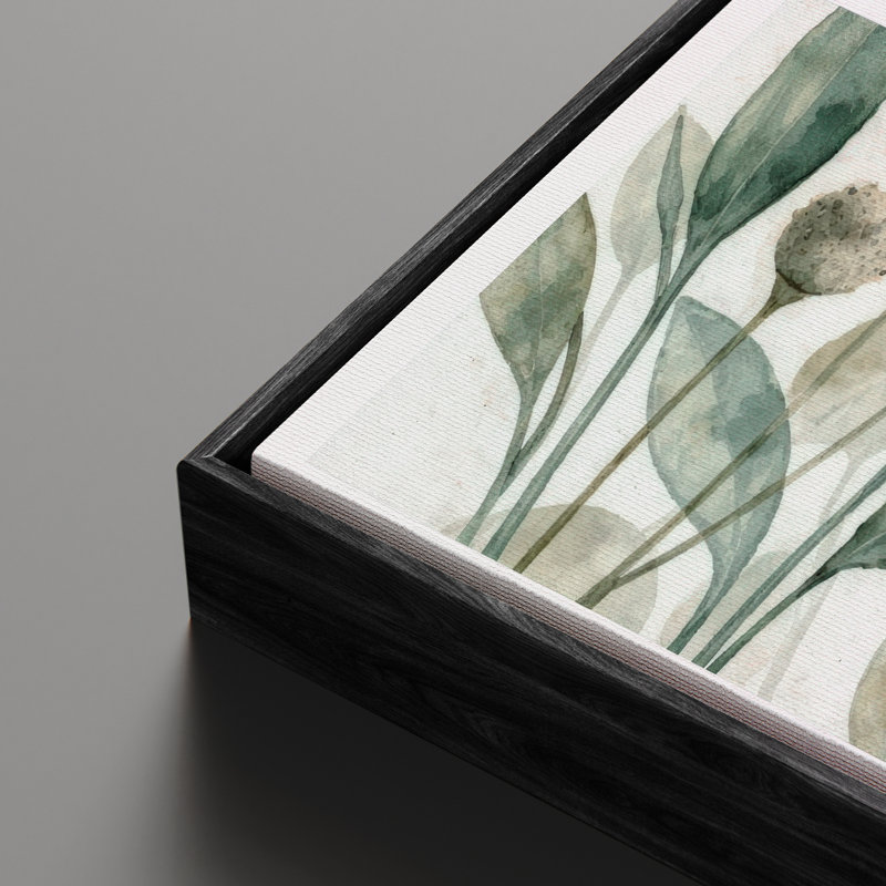 Green Botanical Panel Framed Print Wall Art, 36" H x 24" W, Black