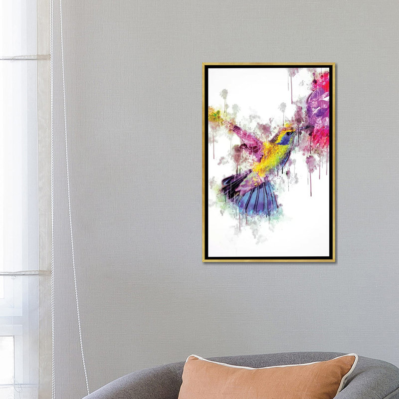 Colibri de Cornélin - reproduction d'art, Aucun mat, H 26 po x l 18 po x 1,5 po, Toile avec cadre or