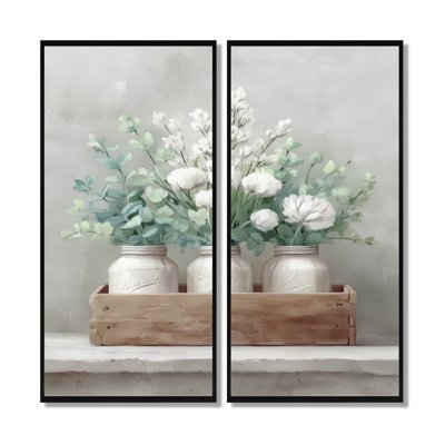 «Rustic Farmhouse Pe pivons - Farm Wall Art Decor, White Farmhouse, reproduction sur toile 2 pièces