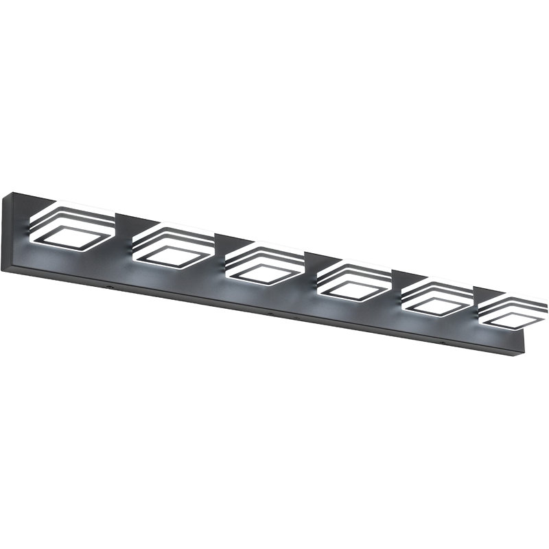 Luminaire de salle de bain 39 po à 39 lumières DEL en acrylique chromé moderne 39 po, Noir, noir, noir, noir