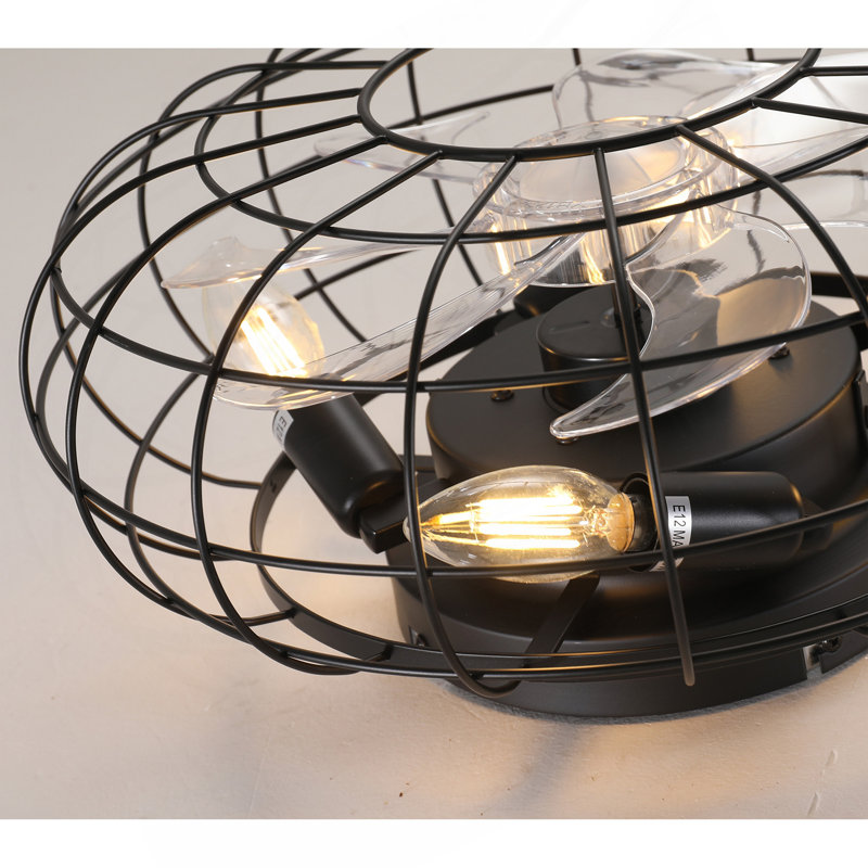 Ventilateur de plafond sans lame de 15,7 po à profil bas avec ensemble de lumières (sans ampoules incluses) et ventilateur de plafond réversible à 6 vitesses de vent à distance pour le salon, la chambre et la fête - sans ampoules incluses