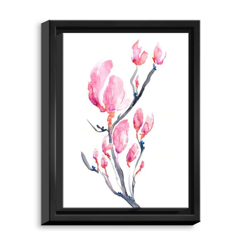 « japanese magnolia », reproduction de peinture à l’aquarelle, H 14 po x l 11 po x P 1,5 po, Toile tendue