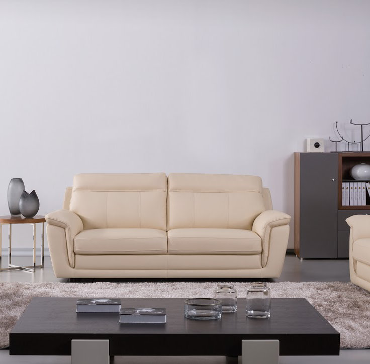 Canapé Owen, Cuir beige assorti