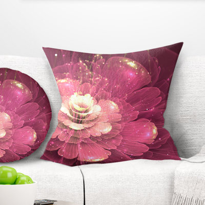 Fleur abstraite fractale mauve - coussin à imprimé floral