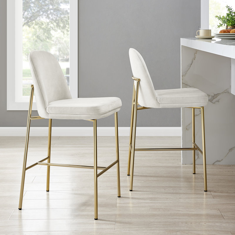 Paulett Velvet Counter Stool, (Set Of 2)
