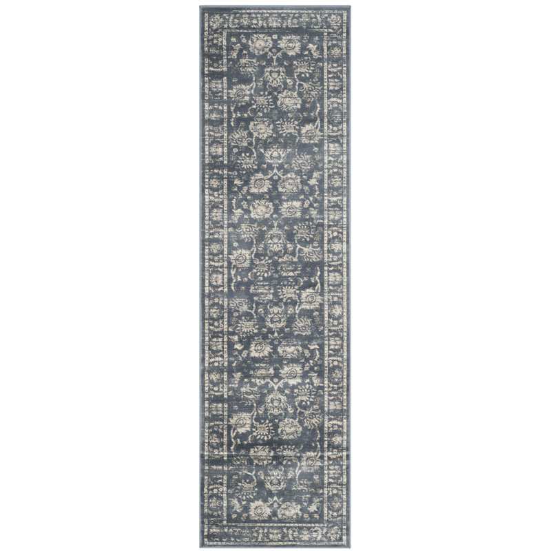 Tapis gris foncé / crème Driffield, Tapis de couloir 2 pi 2 po x 8 pi